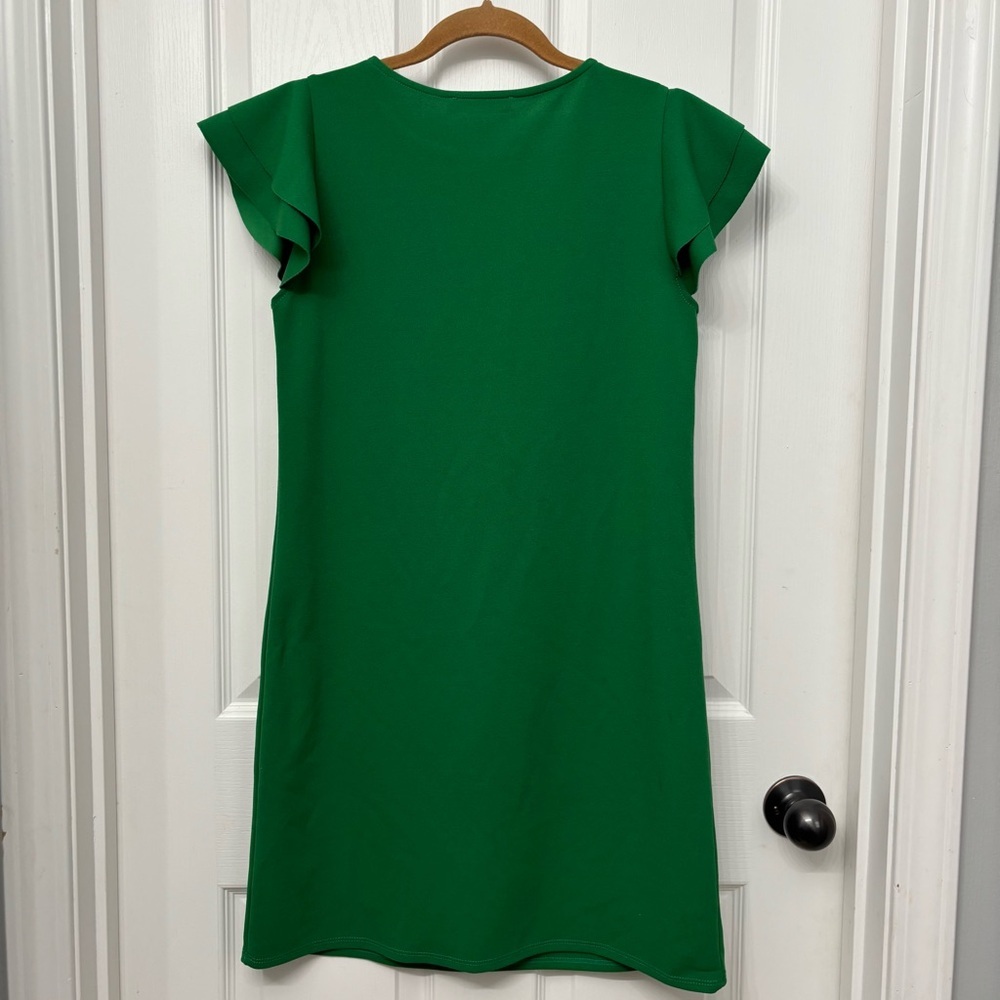 Ces Femme Green Shift Dress | Women’s Small | Flutter Sleeve Sheath - Picture 2 of 10